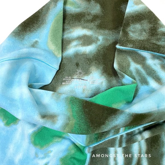 OFFLINE by Aerie High Waisted Blue Green Black Tie Dye Crossover Leggings - Picture 9 of 10